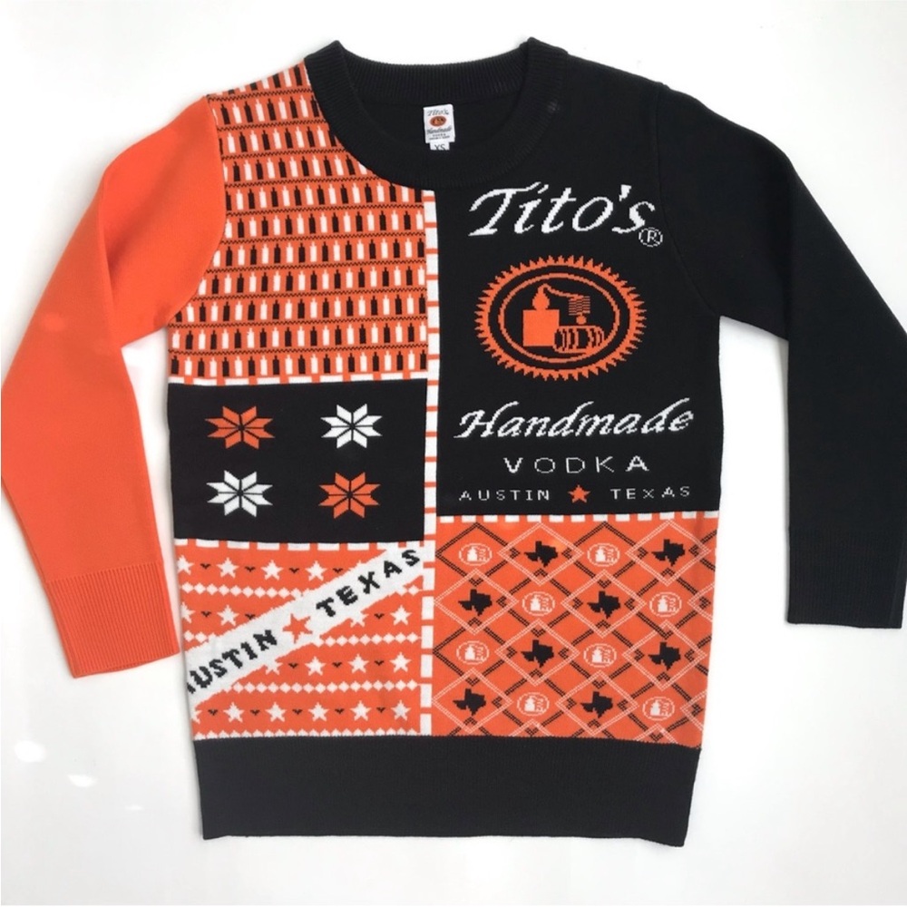 Tito’s Handmade Vodka Austin Texas Ugly Sweater XS